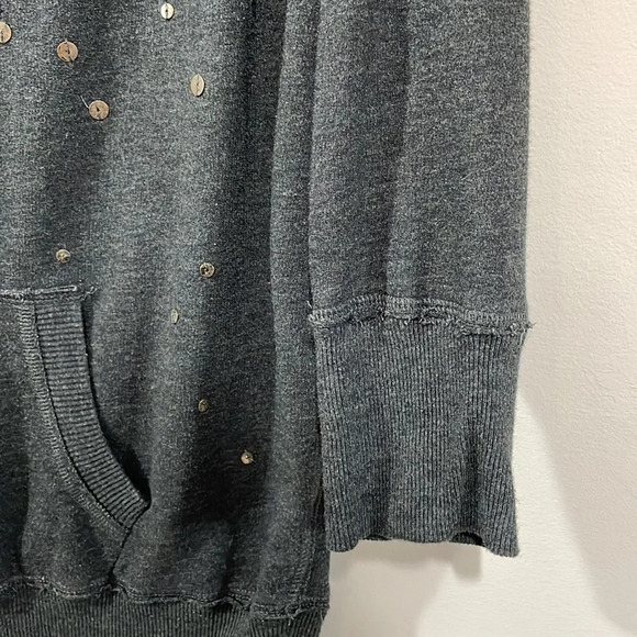 Aerie 3/4 Sleeve Embroidered Embellished Lightweight Gray Pocket Sweatsh… - Picture 4 of 16